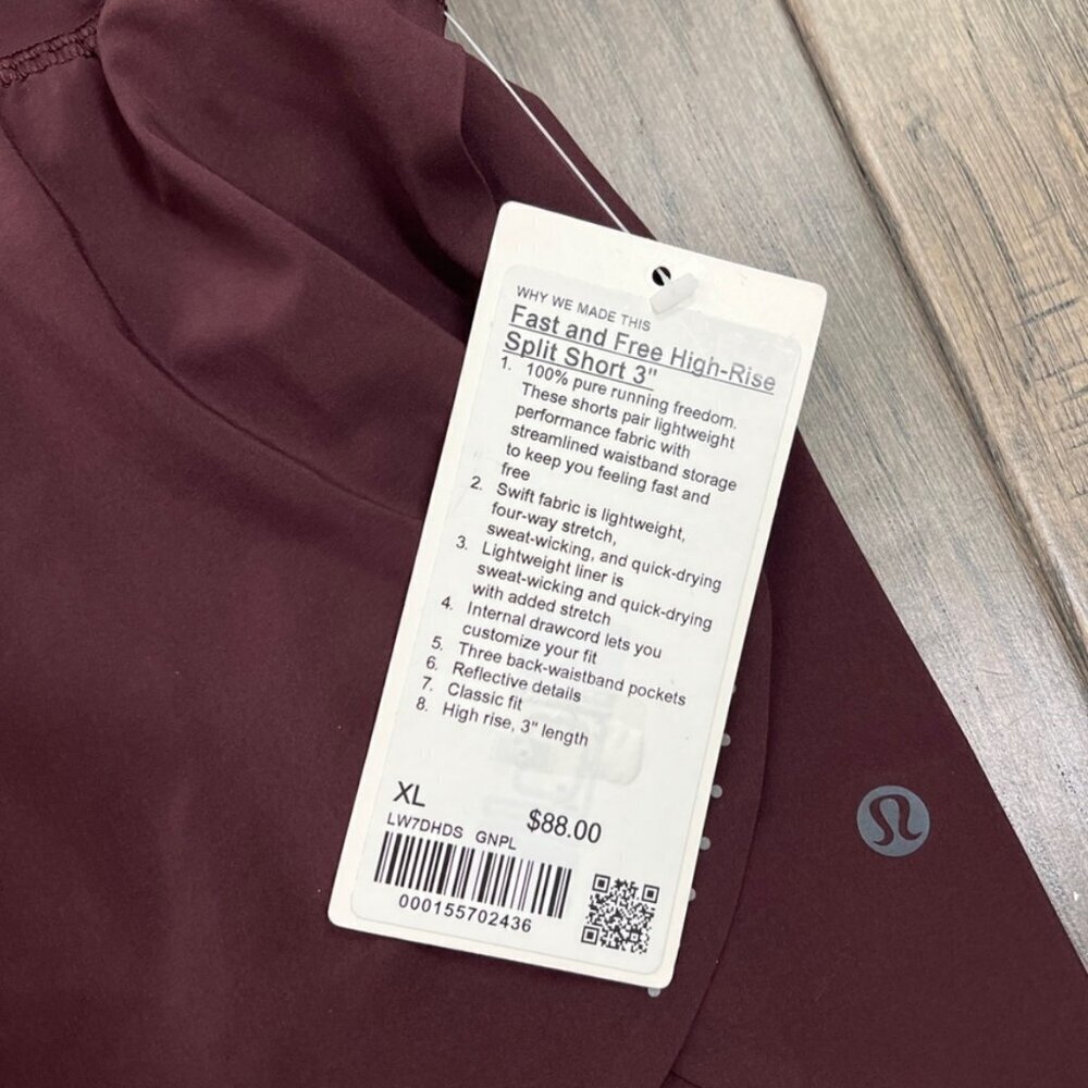 Lululemon NWT Fast and Free High-Rise Classic-Fit Split Short 3" Goodnight Plum - Picture 4 of 8
